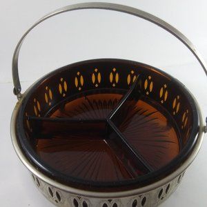 H. Lerner Brooklyn New York divided candy nut dish Vintage Mid century modern